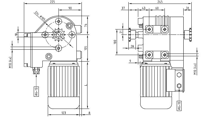 Worm gearbox GW10 FOR GREENHOUSE