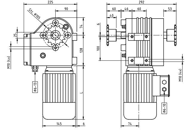 Worm gearbox GW30 FOR GREENHOUSE