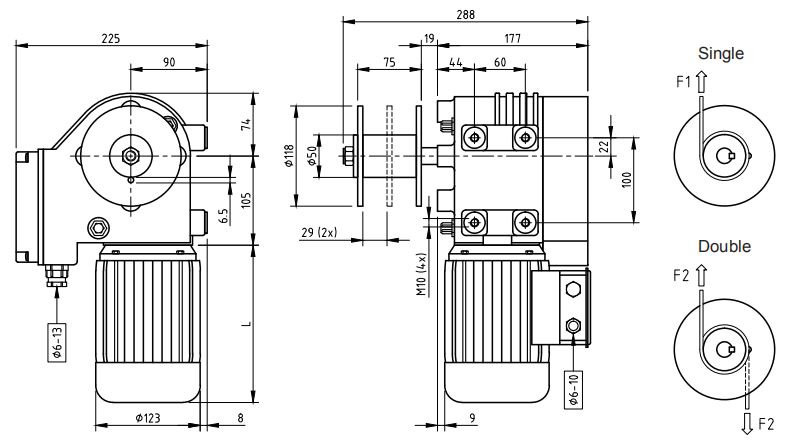Motor Gearboxes With Winch Drum For Greenhouse