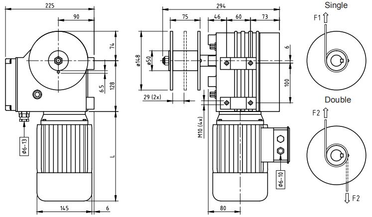 Motor Gearboxes With Winch Drum For Greenhouse