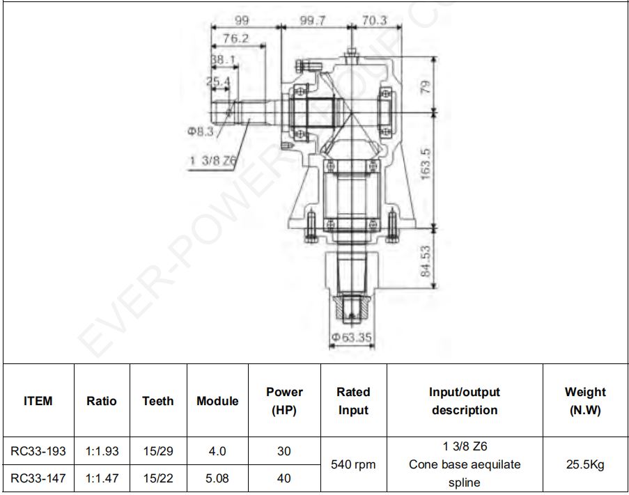 Agricultural Gearbox For Offset Mowers