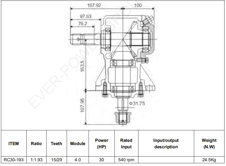 Agricultural Gearbox For Offset Mowers