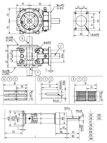 Agricultural 311 Series 50HP Gearbox 1:3/1:1.93/1:1.6 Ratio for Post Hole Digger Wood Chipper Grinder Dryer Shredder