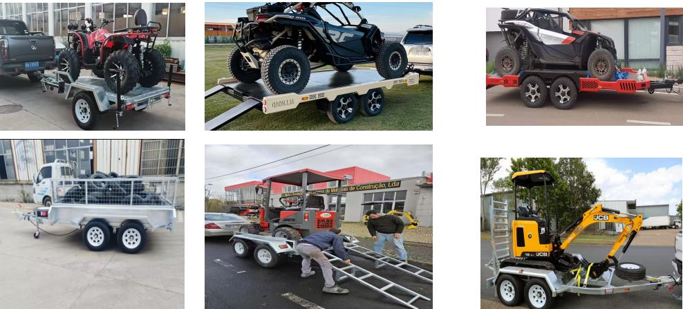 17*7FT 3000KG Load 2 Axes Off-road Utility Car UTV Trailer Motorcycle & ATV Trailers