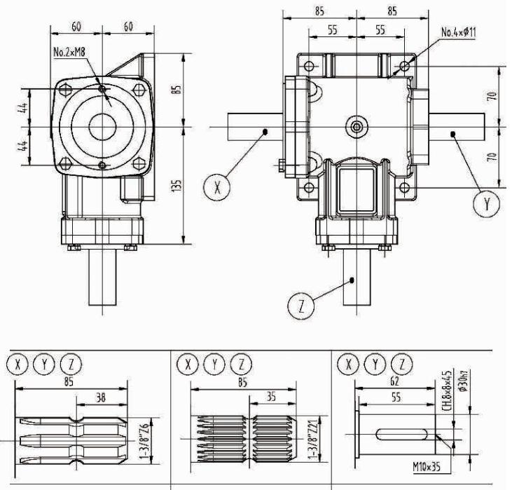 EF30 Series 30HP Gearbox for Rotary Mower for Agricultural Use with 1:2.91 Ratio