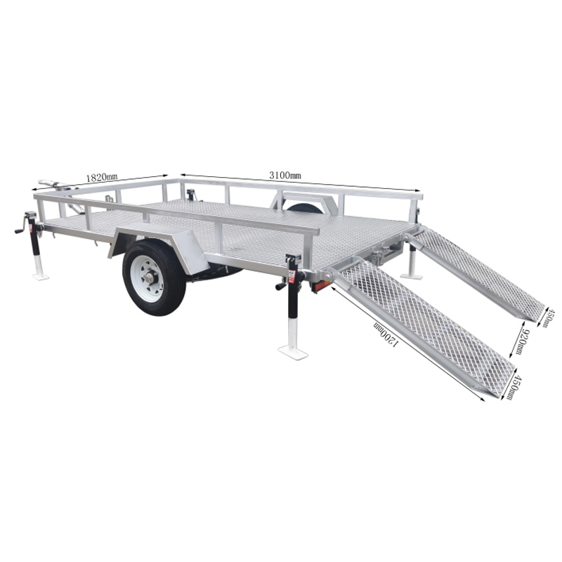 1000kg Load 4-Wheel Trailer for Excavator ATV Crawler Machine Travel System Car Trailers for Off-Road Vehicles
