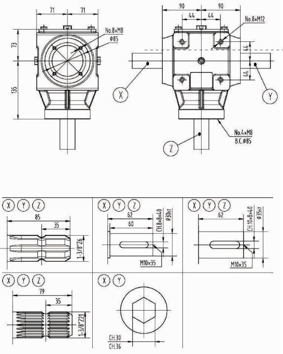T36 Series 36HP Agricultural Gearbox for Shredders and Rotary Mower