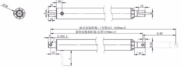 TA-01-45 Pen Type 600mm 24v 500N to 3000N Electric Push Rod Linear Actuator