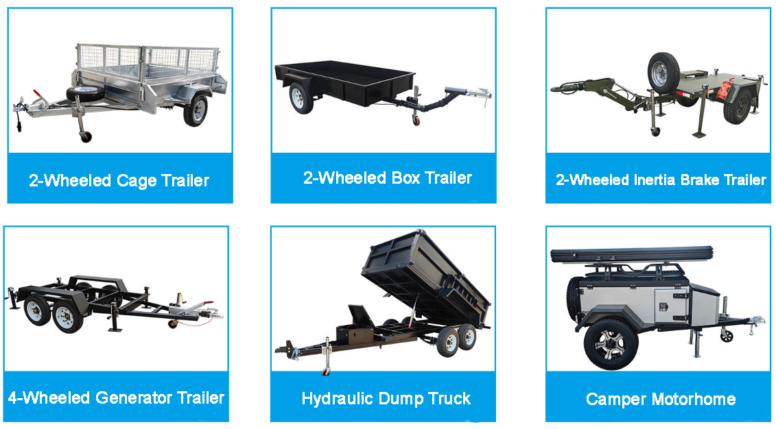 17*7FT 3000KG Load 2 Axes Off-road Utility Car UTV Trailer Motorcycle & ATV Trailers
