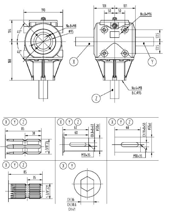 267B Series 50HP Agricultural Gearbox for Manure Spreader and Rotary Mower