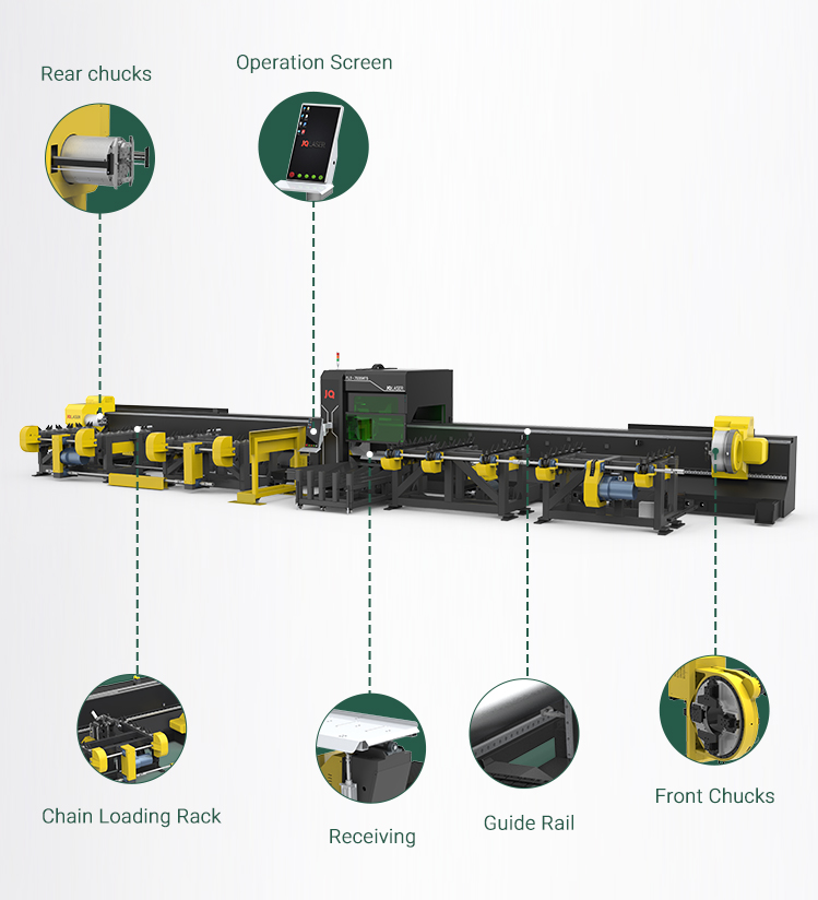 EP 8KW Laser Pipe Cutting Machines Three Chuck Big Diameter H Beam Carbon Steel Cnc Tube Laser Cut Machine