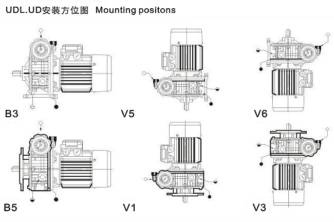 In-line Helical Gearbox 90 Degree Transmission Udl Motor Speed Variator Gearboxes with Torque Arm Aluminium Worm Gear