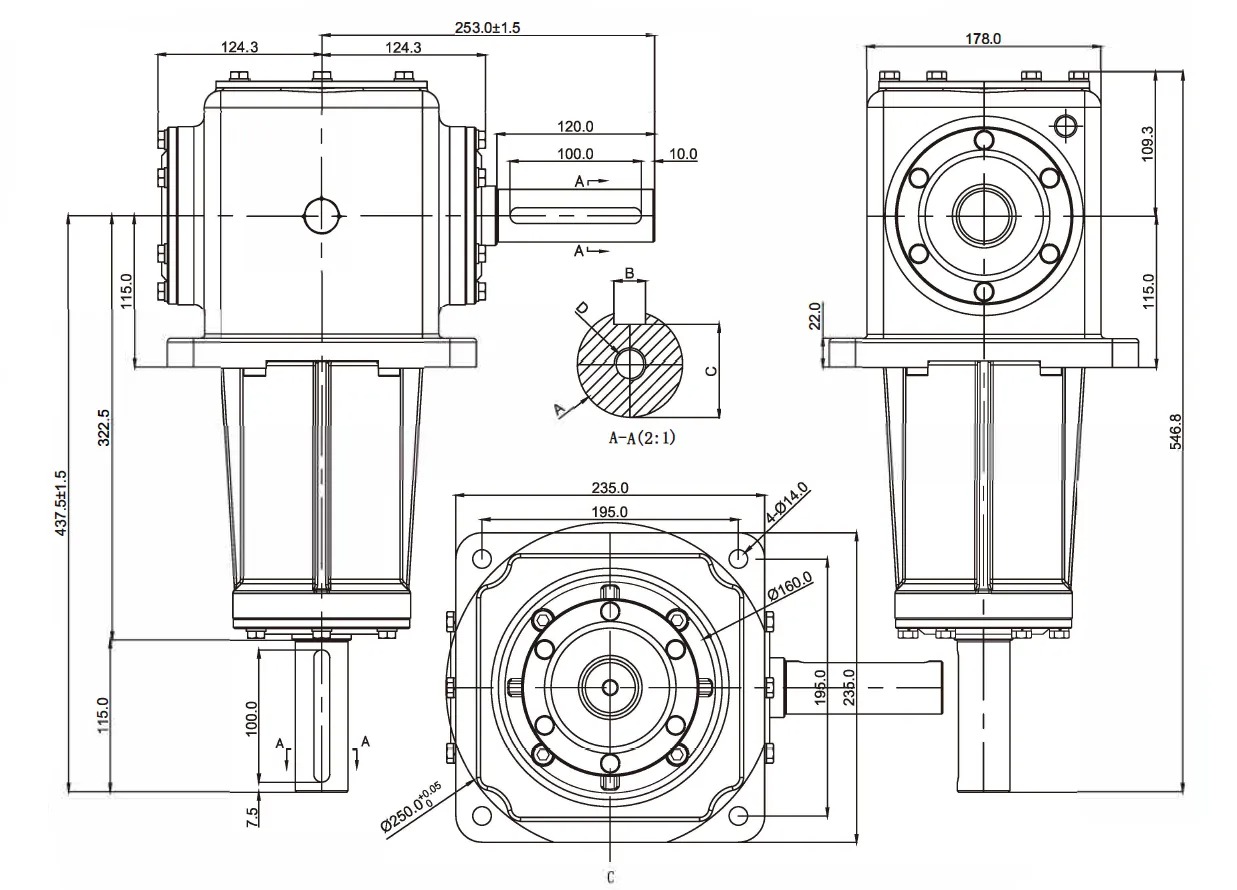 High Quality Forage Harvester Speed Reducer square Round Gear Drive Silage Machine Gearbox for Double Disc Silage Machine