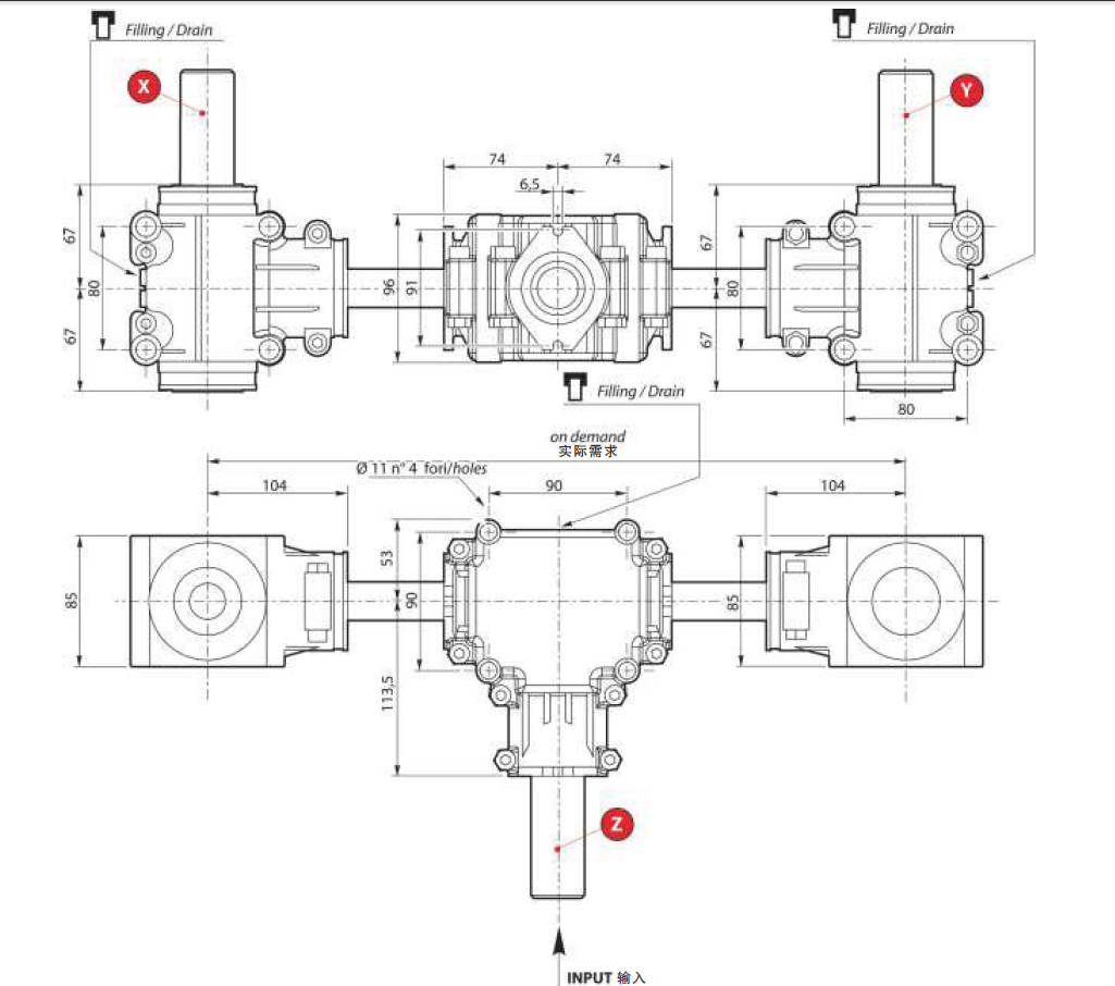 Aluminium Right Angle Gearbox L-11-15-11 Agricultural Pto Drive Shaft Rotary Tiller Cultivator Spreader