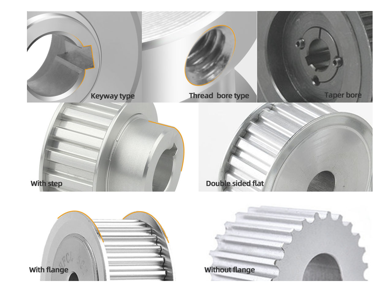 Grooved Sheave Wheel Aluminum Plastic Taper Lock Bush Idler Flat Poly V Belt Adjustable Crankshaft Spinning Timing Pulley