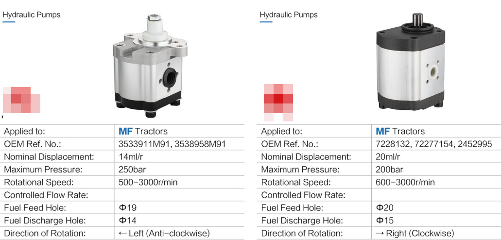 Agricultural Parts Hydraulic Gear Pump Pto Electric Vane Forklift Oil Motor Repair Hydraulic Pumps for Tractor Wood Splitter