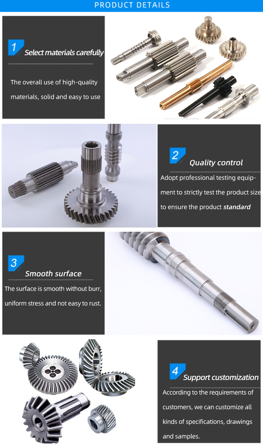 Custom Stainless Steel Power Transmission Rpm Spindle Brass Ac Motor Pump Crank Pinion Axle Helical Spur Worm Gear Shaft