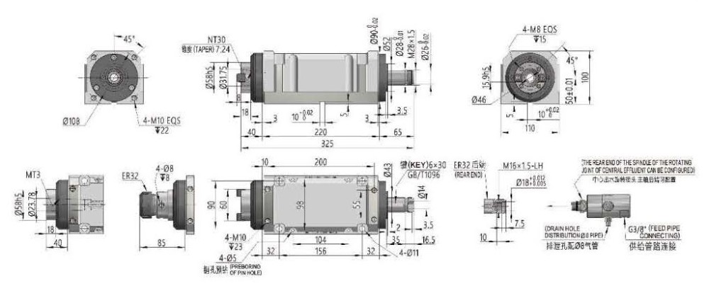 Boring and Milling Head Unit, XT30-2 Model with NT30/MT3/ER32 Spindle, China Manufacturer OEM / ODM