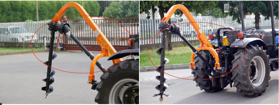 9 Inch Compact Post Hole Auger for Tractor 3 Point Post Hole Diggers with 2 Round Shaft