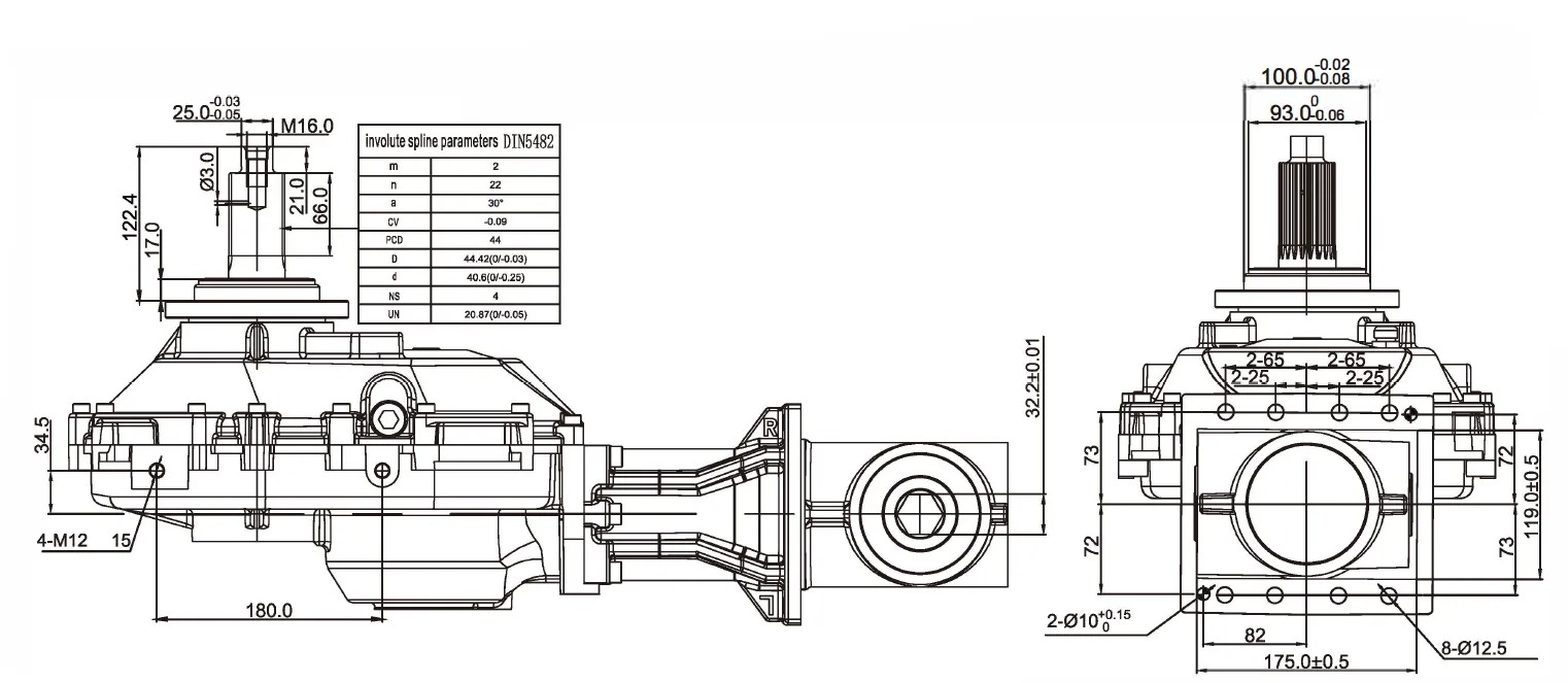 Forage Harvester Speed Reducer Gear Drive Silage Machine Gearbox for German Champion Four Disc (Type 3500)