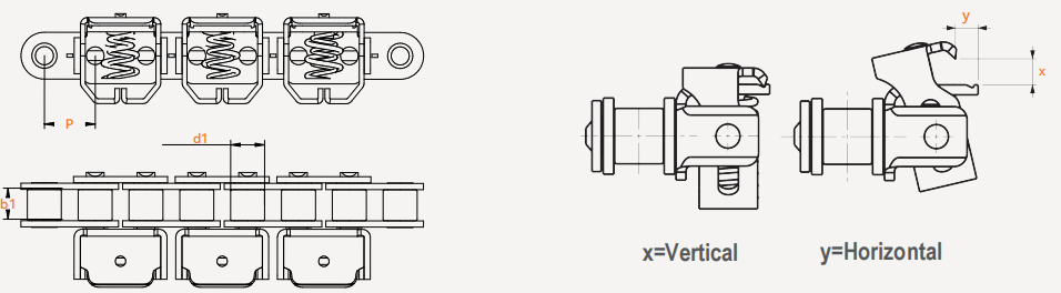 Standard Frame Clamp 08B1GC-B Stainless Steel Gripper Roller Chains for Form Fill and Vacuum Seal Wrapping Applications