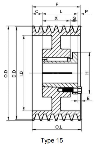 American Standard 3TC Series Cast Iron Sheaves Pulley With Split Taper Bushings for Use With All C Section Belts
