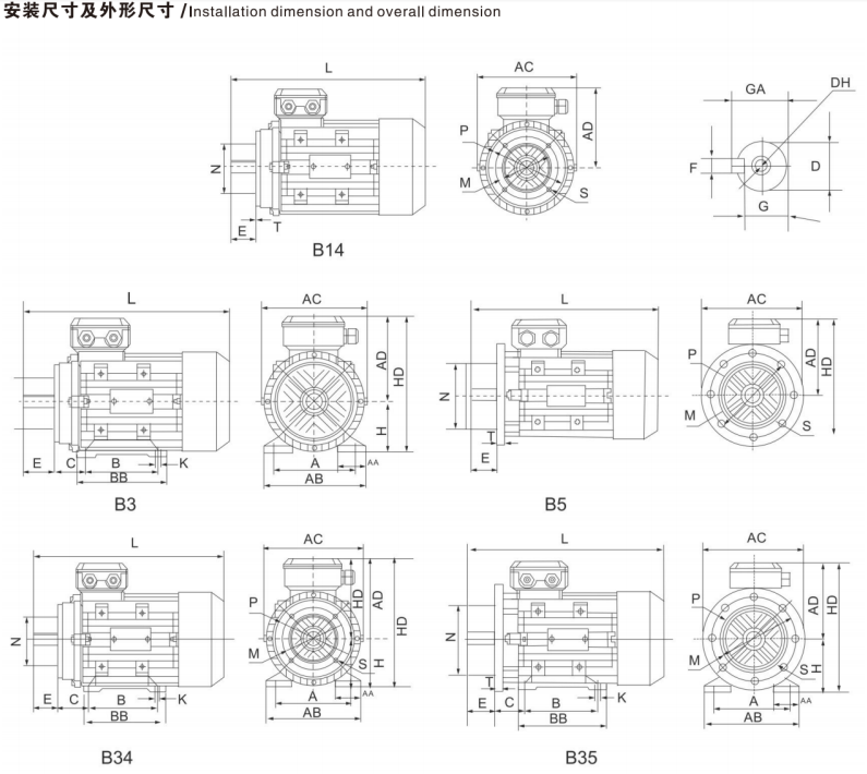 Low Noise B5 Vertical IP55 protection Aluminum Shell Three-phase Asynchronous Motor Form Fans Water Pumps