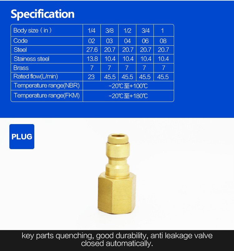 Factory Sale Various 1/4 Size Non-Valve Series BSP/NPT Thread Fluid Coupling &brass Quick Connect Water Hose Fittings