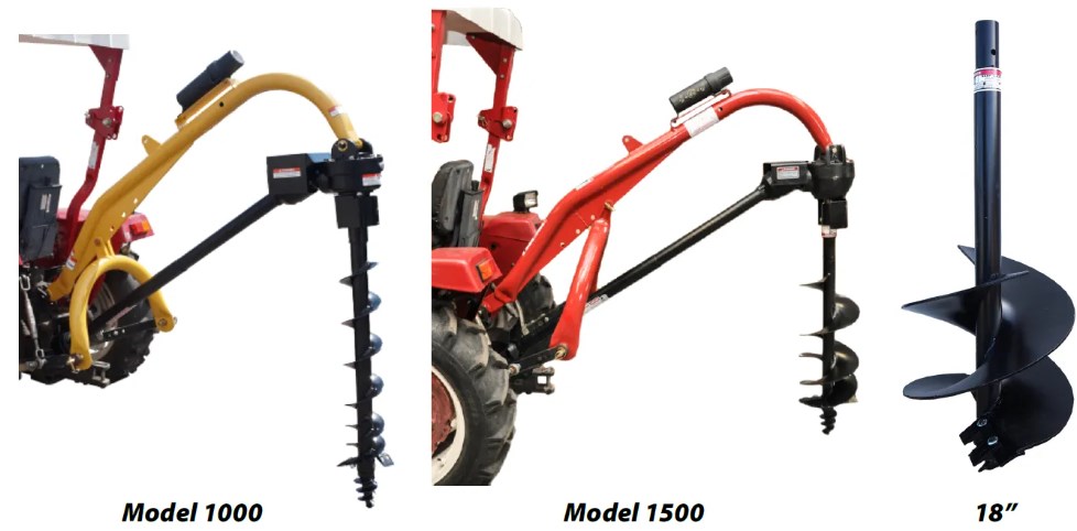 9 Inch Compact Post Hole Auger for Tractor 3 Point Post Hole Diggers with 2 Round Shaft