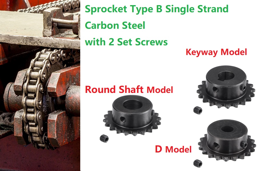 12 Tooth Roller Sprocket B Type 25 Chain Single Strand 1/4" Pitch 6mm Bore   C45 Carbon Steel with Set Screws for ISO 04C