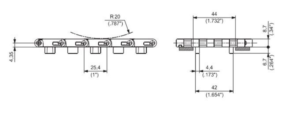 1600-FTDP-84 Straight Run Plastic Top Leaf Chain Conveyor Mesh Chain