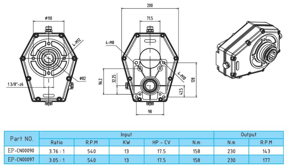 Tractor Gearbox for PTO Drive Shaft