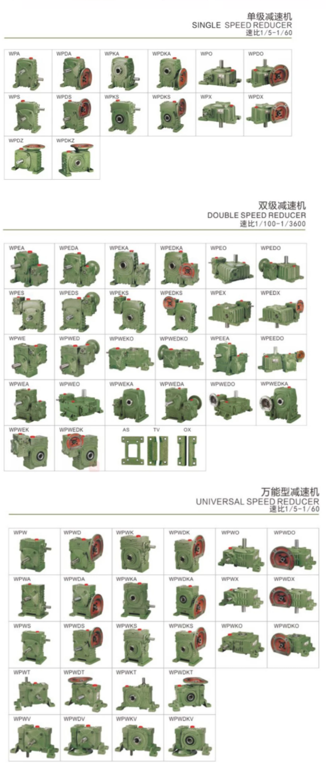 Flange Input Vertical Mounted Wpo Wpx Wpa Type Worm Cast Iron WP SERIES Gear Speed Reducer Reduction Gearbox