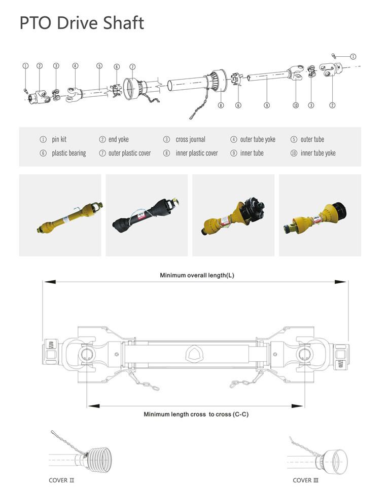 Agricultural PTO Shaft Yoke Tractor Clutch Spline U Joint Cardan Couplings Cross Drive Universal Metal Power Take off Shaft