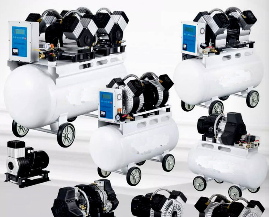 2 Cylinder 750w10l 8bar Oxygen Generator Air Pump Large Displacement Small Silent Piston Air Compressor
