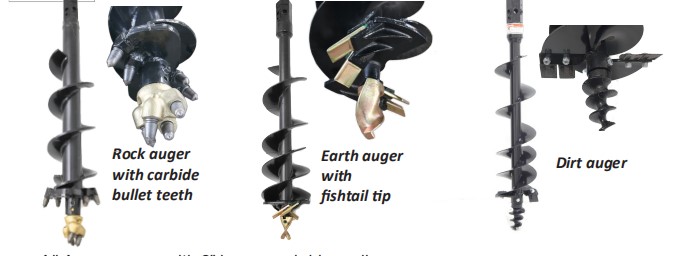 Mini Skid Steer Loader Rock Type Drill Bits Earth Auger for Hard Frozen Soil