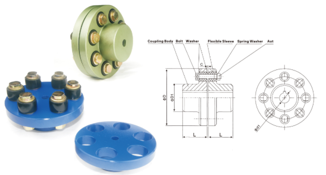 Cast Iron and Steel and Rubber Material and Flexible or Rigid FCL Pin Bush Coupling with Flange for Motors