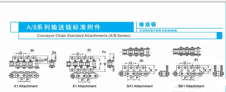 06B-1 08B-1 10B-1 Roller Chain with A1 Attachment