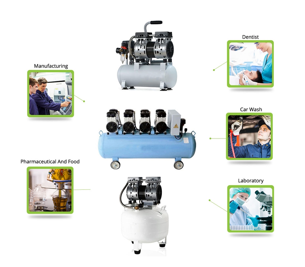 Free Sample Custom Combined Best Price ultra Silent Piston Oil Free air Compressor Machines