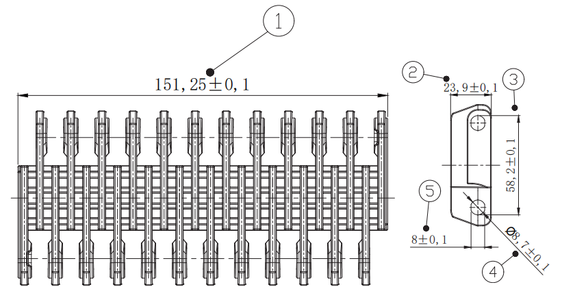 3110 Series 50.8mm Pitch Flat Top Leaf Chain Network Plastic Chain for Sale