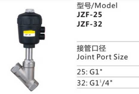 Special Design Widely Used JZF Series JZF-25 Plastic Thread Connection Piston-operated Angle-seat Valve