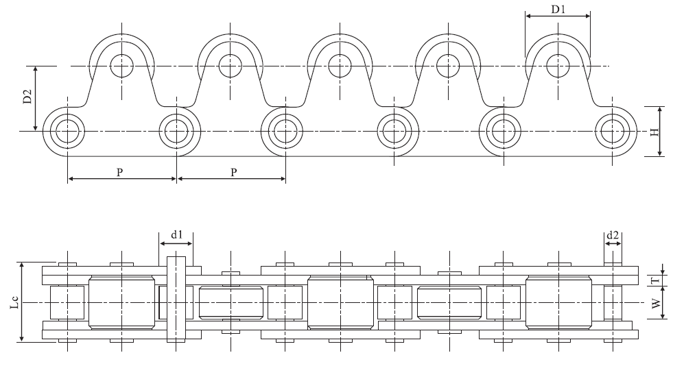 2100-TRSS Stainless Steel Short Pitch Double Pitch Top Stainless Steel Roller Chain and Sprockets in Steel
