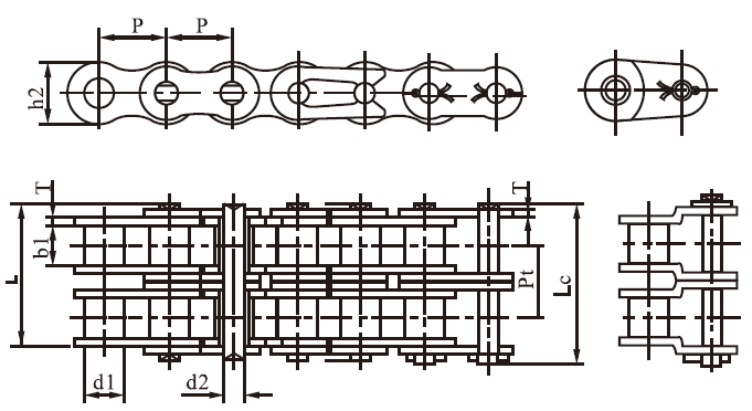 SS12B-2 B Series Stainless Steel Short Pitch Precision Duplex Roller Chain and Sprockets for Restaurant Industries