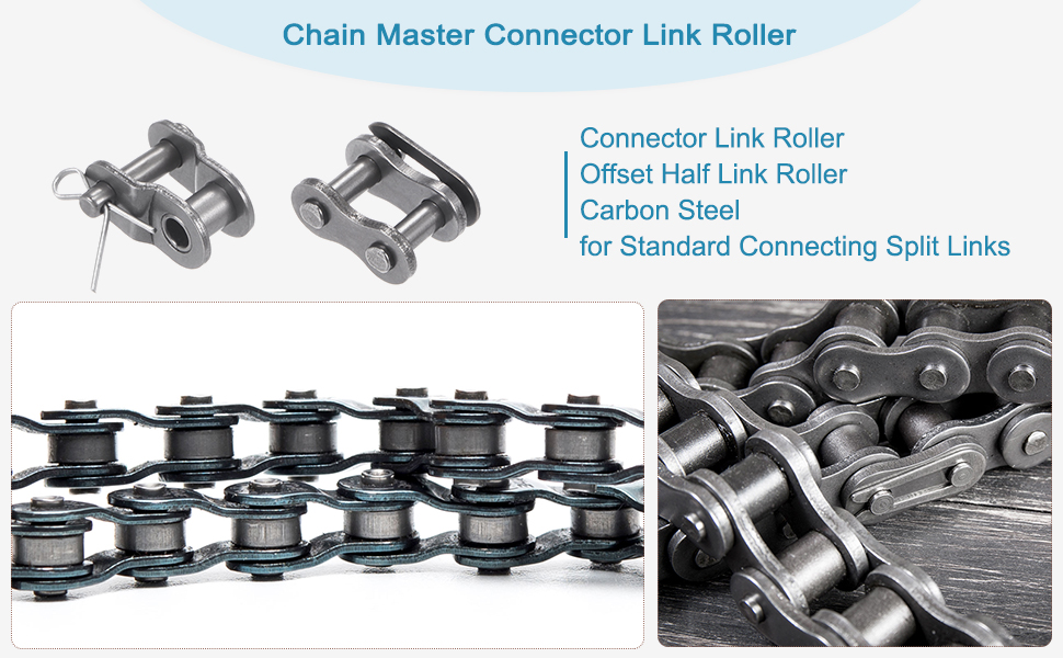 #60 Chain Offset Half Link Roller, 3/4" Pitch Carbon Steel, Standard Chain End Connector Split Links for 12A Chain