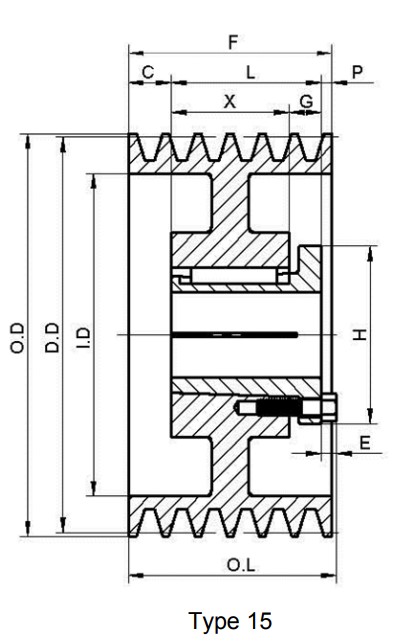 American Standard 8B Gripbelt Sheaves With Split Taper Bushings for All a and B Section Belts