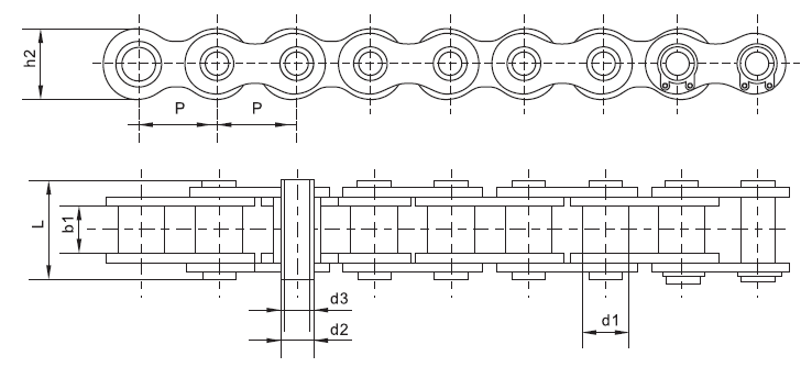 SS50HP Stainless Steel Short Pitch Hollow Pin Chain and Sprockets in Steel