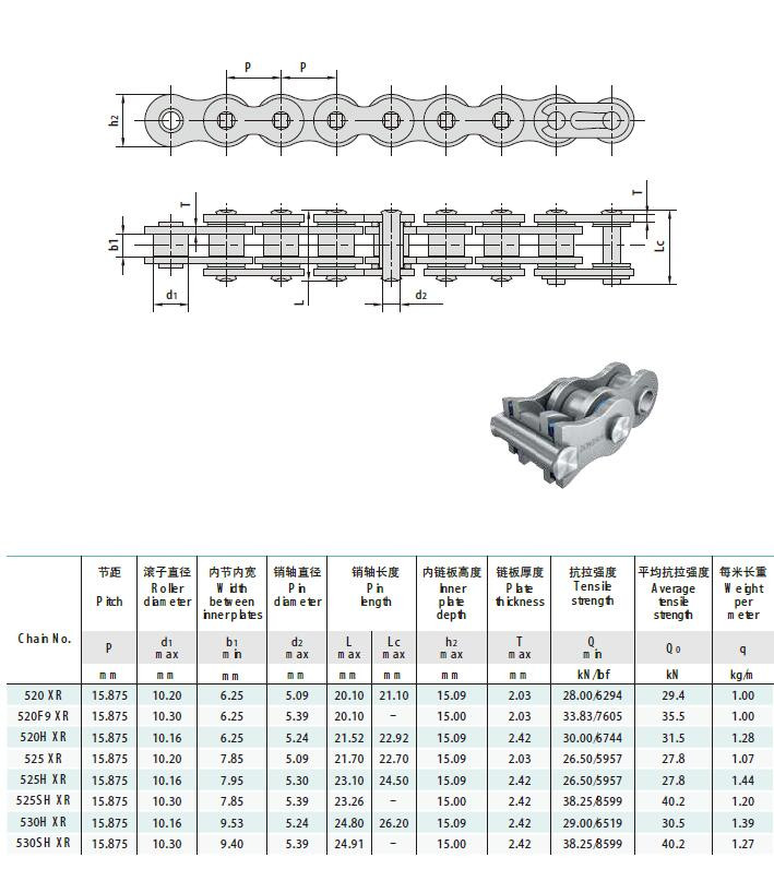 X-Ring Motorcycle Chains 520 XR 520F9 XR 520H XR