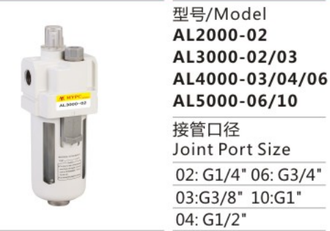AC Series AL4000-03/04/06 Automatic Oil Lubricator Air Source Treatment Unit Filter Pressure Regulator for Compressed Air System