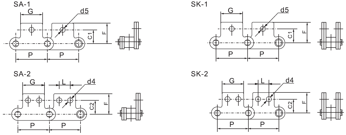 SSC220AL SSC2102 Double Pitch Stainless Steel Conveyor Chain Attachment SA1&SA2&SK1&SK2 Steel Sprockets for Transmission