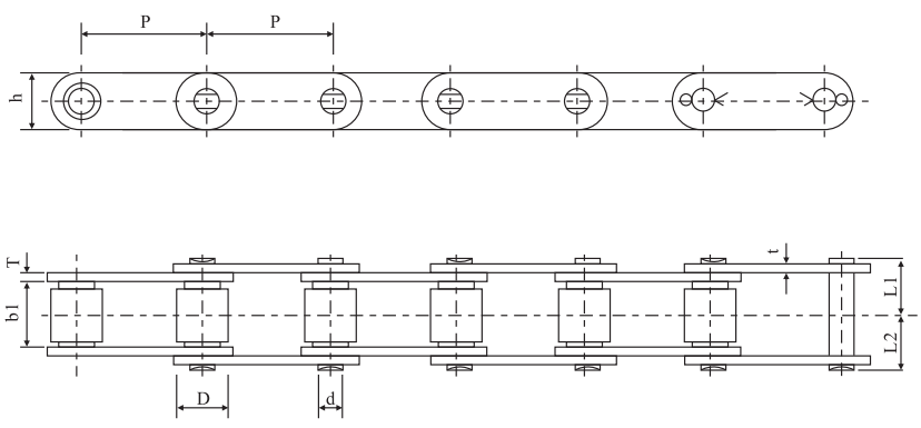 81XXH Stainless Steel Lumber Conveyor Chains and Sprockets with 66.27mm Pitch